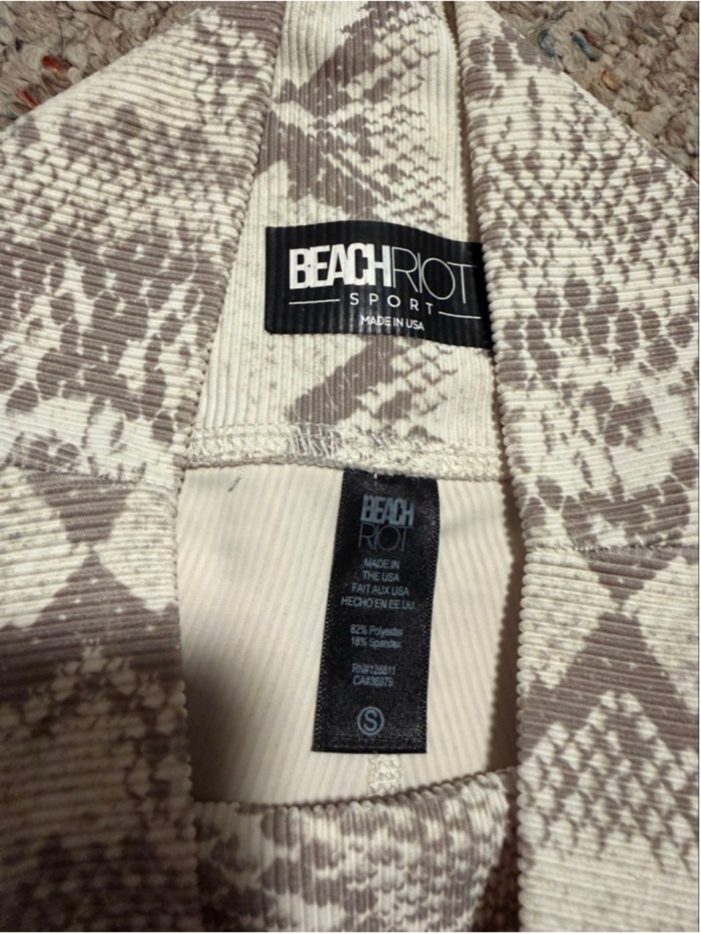 Beach Riot Bike Short Taupe Snake Ribbed- Size Small - Picture 7 of 10